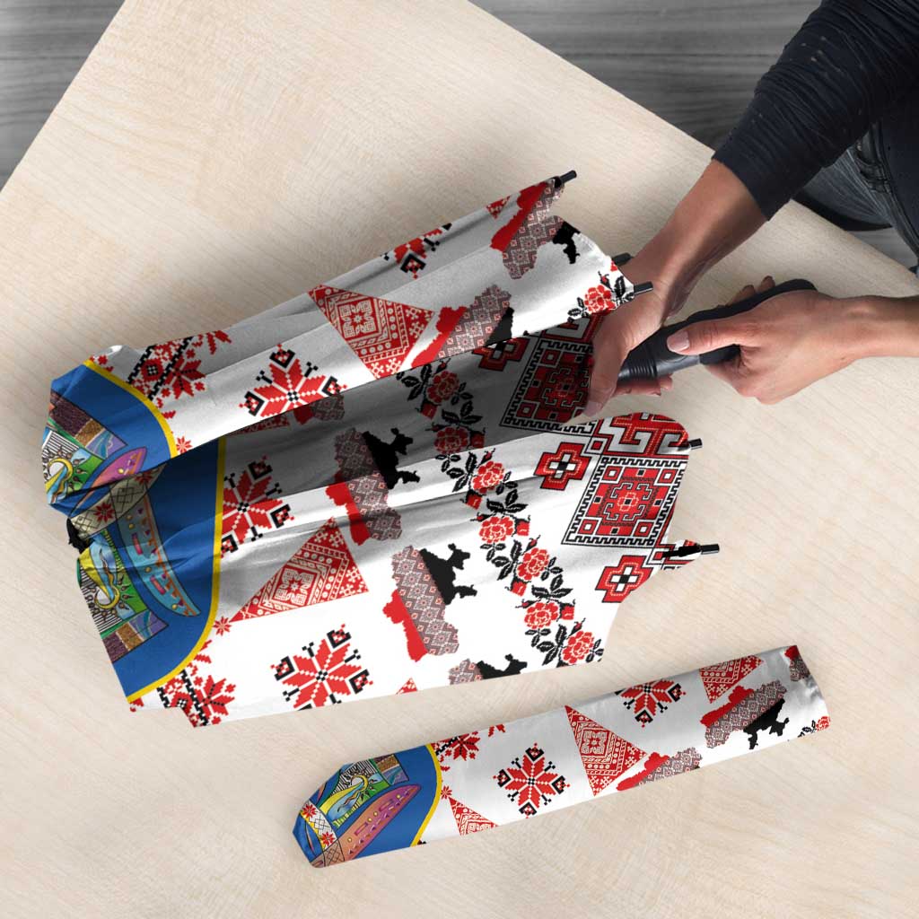 Ukraine Merry Christmas Umbrella Ukraine Emblem and Vyshyvanka Xmas Style - Wonder Print Shop