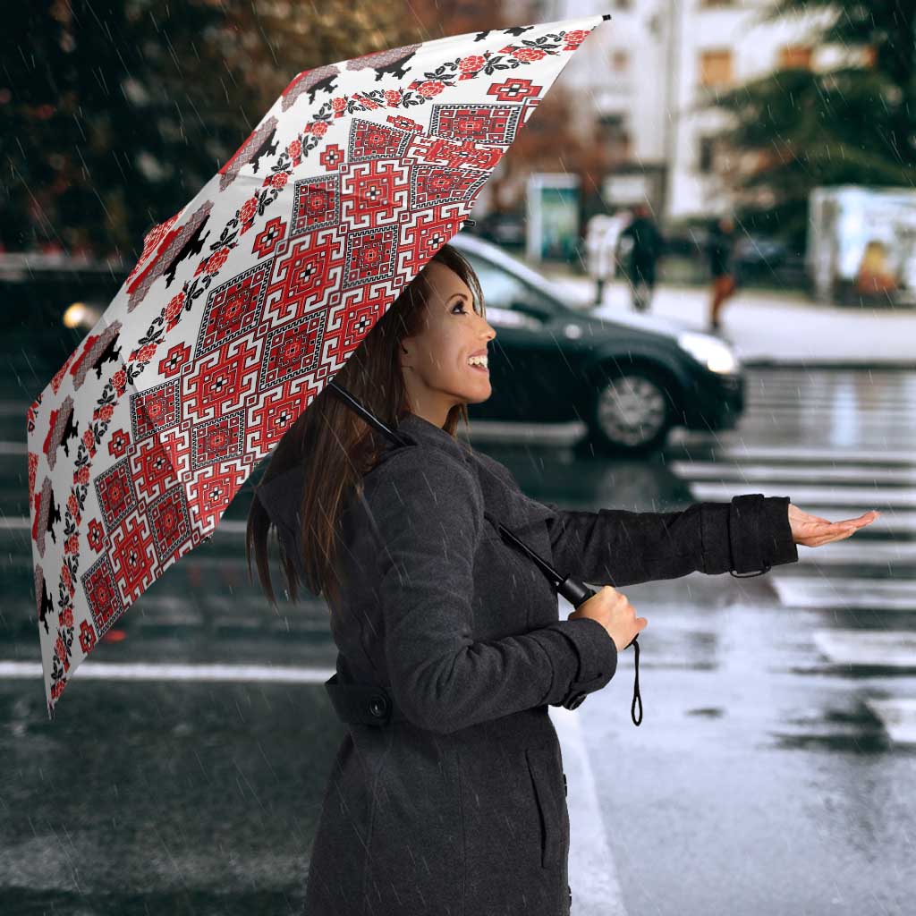 Ukraine Merry Christmas Umbrella Ukraine Emblem and Vyshyvanka Xmas Style - Wonder Print Shop