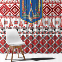Ukraine Merry Christmas Window Curtain Ukraine Emblem and Vyshyvanka Xmas Style - Wonder Print Shop