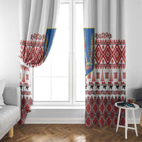 Ukraine Merry Christmas Window Curtain Ukraine Emblem and Vyshyvanka Xmas Style - Wonder Print Shop