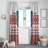 Ukraine Merry Christmas Window Curtain Ukraine Emblem and Vyshyvanka Xmas Style - Wonder Print Shop