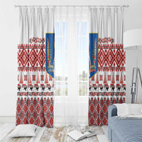 Ukraine Merry Christmas Window Curtain Ukraine Emblem and Vyshyvanka Xmas Style - Wonder Print Shop