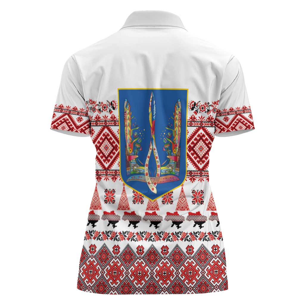 Ukraine Merry Christmas Women Polo Shirt Ukraine Emblem and Vyshyvanka Xmas Style - Wonder Print Shop