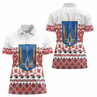 Ukraine Merry Christmas Women Polo Shirt Ukraine Emblem and Vyshyvanka Xmas Style - Wonder Print Shop