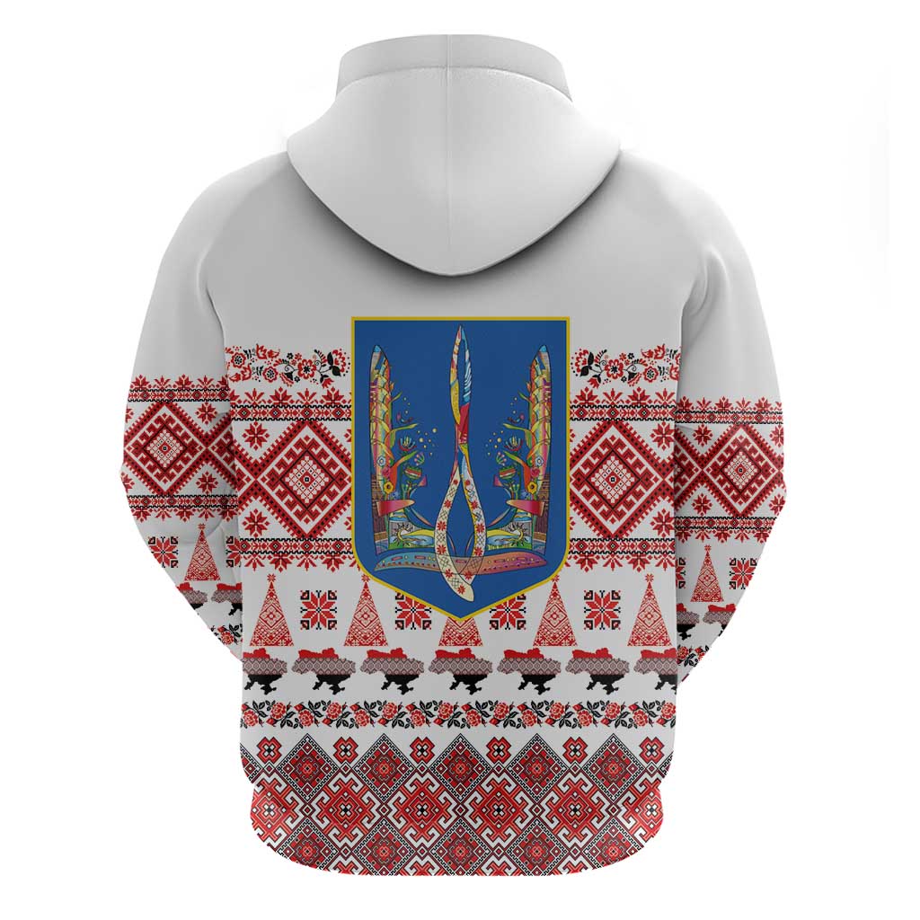 Ukraine Merry Christmas Zip Hoodie Ukraine Emblem and Vyshyvanka Xmas Style - Wonder Print Shop