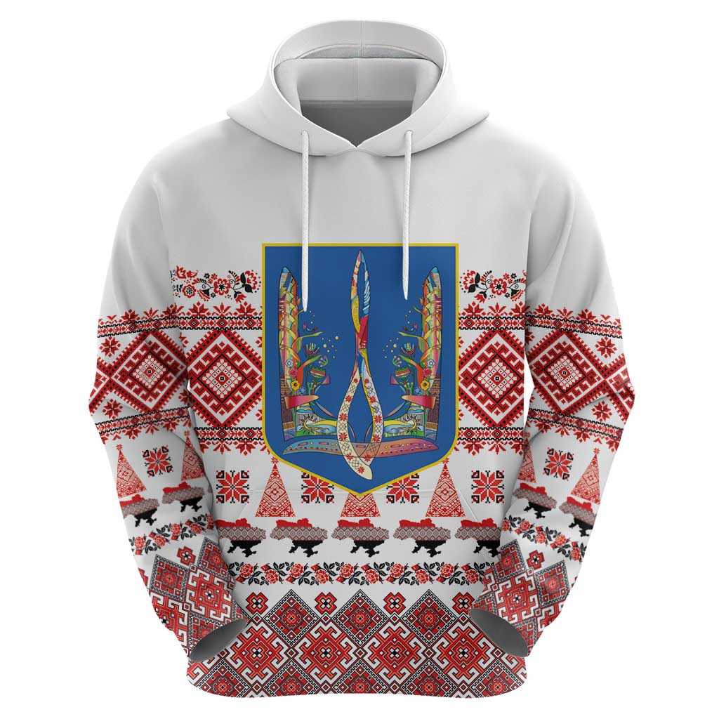 Ukraine Merry Christmas Zip Hoodie Ukraine Emblem and Vyshyvanka Xmas Style - Wonder Print Shop