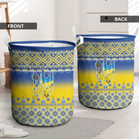Ukraine Merry Christmas Laundry Basket Ukraine Emblem and Vyshyvanka Knitted Effect - Wonder Print Shop