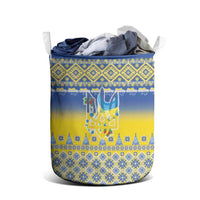 Ukraine Merry Christmas Laundry Basket Ukraine Emblem and Vyshyvanka Knitted Effect - Wonder Print Shop