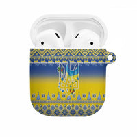 Ukraine Merry Christmas AirPods Case Ukraine Emblem and Vyshyvanka Knitted Effect - Wonder Print Shop
