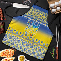 Ukraine Merry Christmas Apron Ukraine Emblem and Vyshyvanka Knitted Effect - Wonder Print Shop