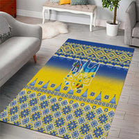 Ukraine Merry Christmas Area Rug Ukraine Emblem and Vyshyvanka Knitted Effect - Wonder Print Shop