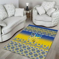 Ukraine Merry Christmas Area Rug Ukraine Emblem and Vyshyvanka Knitted Effect - Wonder Print Shop