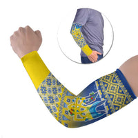 Ukraine Merry Christmas Arm Sleeves Ukraine Emblem and Vyshyvanka Knitted Effect - Wonder Print Shop