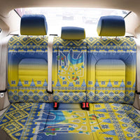 Ukraine Merry Christmas Back Car Seat Cover Ukraine Emblem and Vyshyvanka Knitted Effect - Wonder Print Shop