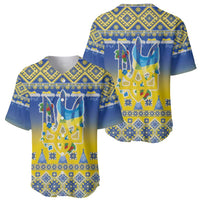 Ukraine Merry Christmas Baseball Jersey Ukraine Emblem and Vyshyvanka Knitted Effect - Wonder Print Shop
