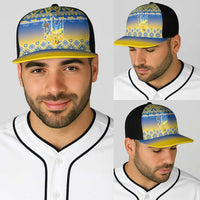 Ukraine Merry Christmas Baseball Net Cap Ukraine Emblem and Vyshyvanka Flag Color Style - Wonder Print Shop
