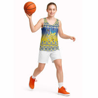 Ukraine Merry Christmas Basketball Jersey Ukraine Emblem and Vyshyvanka Knitted Effect - Wonder Print Shop