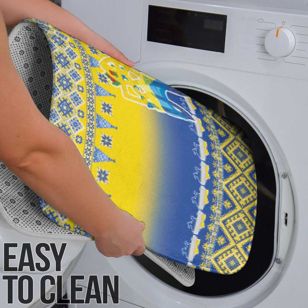 Ukraine Merry Christmas Bathroom Set Ukraine Emblem and Vyshyvanka Knitted Effect - Wonder Print Shop