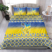 Ukraine Merry Christmas Bedding Set Ukraine Emblem and Vyshyvanka Knitted Effect - Wonder Print Shop