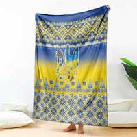 Ukraine Merry Christmas Blanket Ukraine Emblem and Vyshyvanka Knitted Effect - Wonder Print Shop