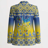 Ukraine Merry Christmas Blazer Ukraine Emblem and Vyshyvanka Knitted Effect - Wonder Print Shop