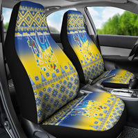 Ukraine Merry Christmas Car Seat Cover Ukraine Emblem and Vyshyvanka Knitted Effect - Wonder Print Shop