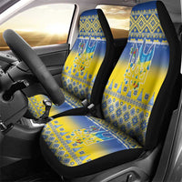 Ukraine Merry Christmas Car Seat Cover Ukraine Emblem and Vyshyvanka Knitted Effect - Wonder Print Shop