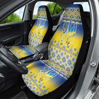 Ukraine Merry Christmas Car Seat Cover Ukraine Emblem and Vyshyvanka Knitted Effect - Wonder Print Shop