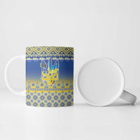 Ukraine Merry Christmas Ceramic Mug Ukraine Emblem and Vyshyvanka Knitted Effect - Wonder Print Shop