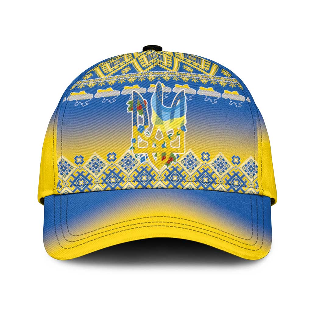Ukraine Merry Christmas Classic Cap Ukraine Emblem and Vyshyvanka Flag Color Style - Wonder Print Shop