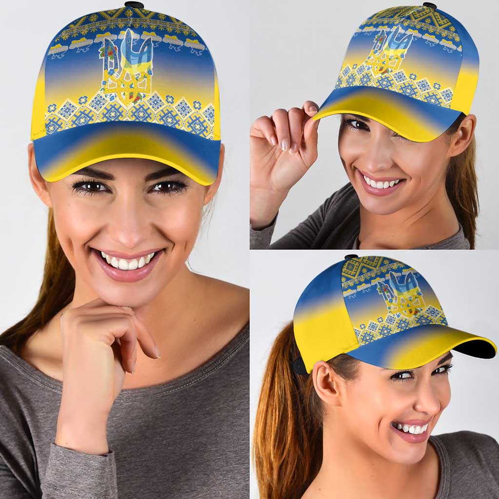 Ukraine Merry Christmas Classic Cap Ukraine Emblem and Vyshyvanka Flag Color Style - Wonder Print Shop
