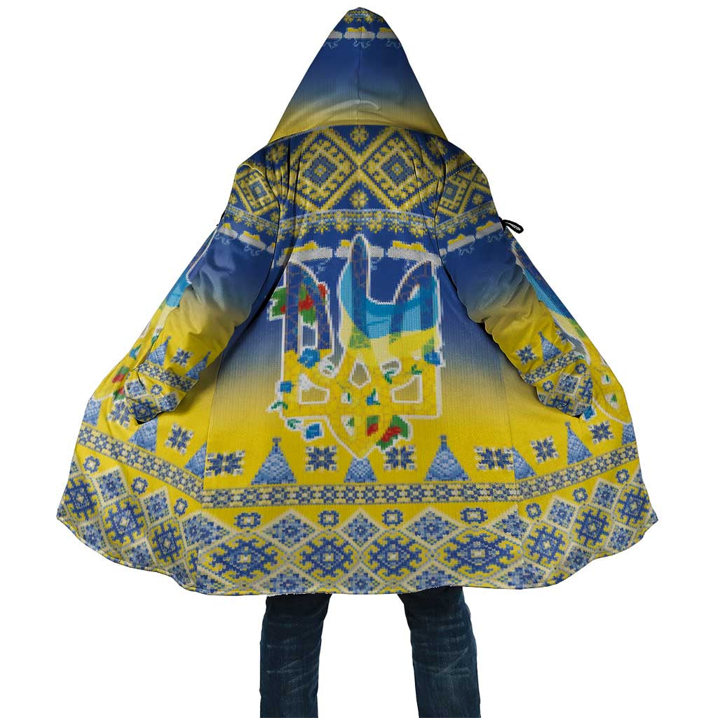 Ukraine Merry Christmas Cloak Ukraine Emblem and Vyshyvanka Knitted Effect - Wonder Print Shop