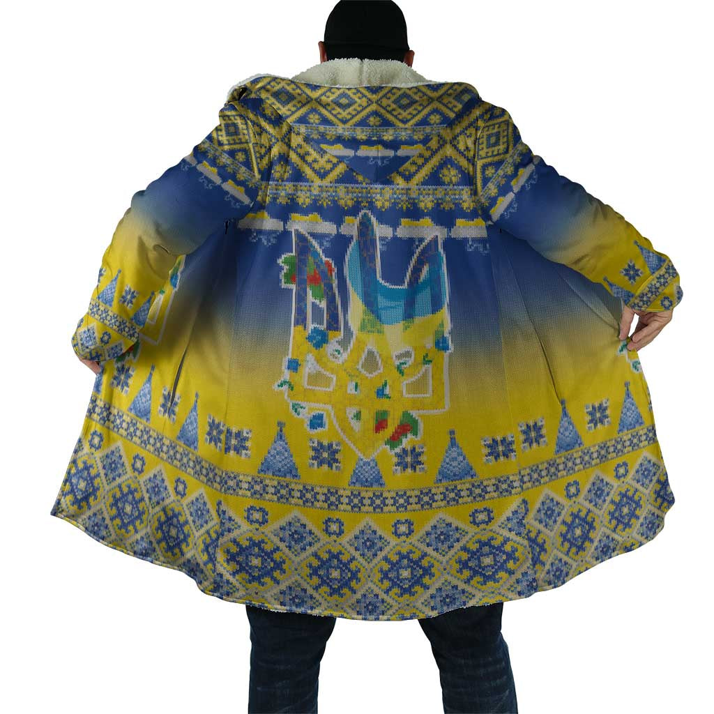 Ukraine Merry Christmas Cloak Ukraine Emblem and Vyshyvanka Knitted Effect - Wonder Print Shop