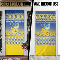 Ukraine Merry Christmas Door Cover Ukraine Emblem and Vyshyvanka Knitted Effect - Wonder Print Shop