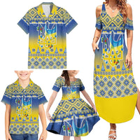 Ukraine Merry Christmas Family Matching Summer Maxi Dress and Hawaiian Shirt Ukraine Emblem and Vyshyvanka Knitted Effect - Wonder Print Shop