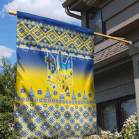 Ukraine Merry Christmas Garden Flag Ukraine Emblem and Vyshyvanka Knitted Effect - Wonder Print Shop