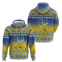Ukraine Merry Christmas Hoodie Ukraine Emblem and Vyshyvanka Knitted Effect - Wonder Print Shop