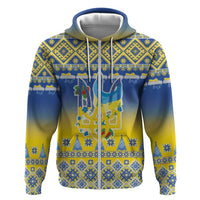 Ukraine Merry Christmas Hoodie Ukraine Emblem and Vyshyvanka Knitted Effect - Wonder Print Shop