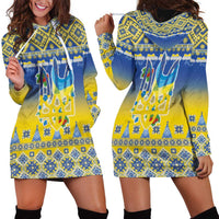 Ukraine Merry Christmas Hoodie Dress Ukraine Emblem and Vyshyvanka Knitted Effect - Wonder Print Shop