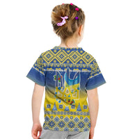 Ukraine Merry Christmas Kid T Shirt Ukraine Emblem and Vyshyvanka Knitted Effect - Wonder Print Shop