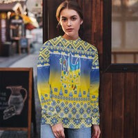 Ukraine Merry Christmas Ugly Christmas Sweater Ukraine Emblem and Vyshyvanka Knitted Effect - Wonder Print Shop