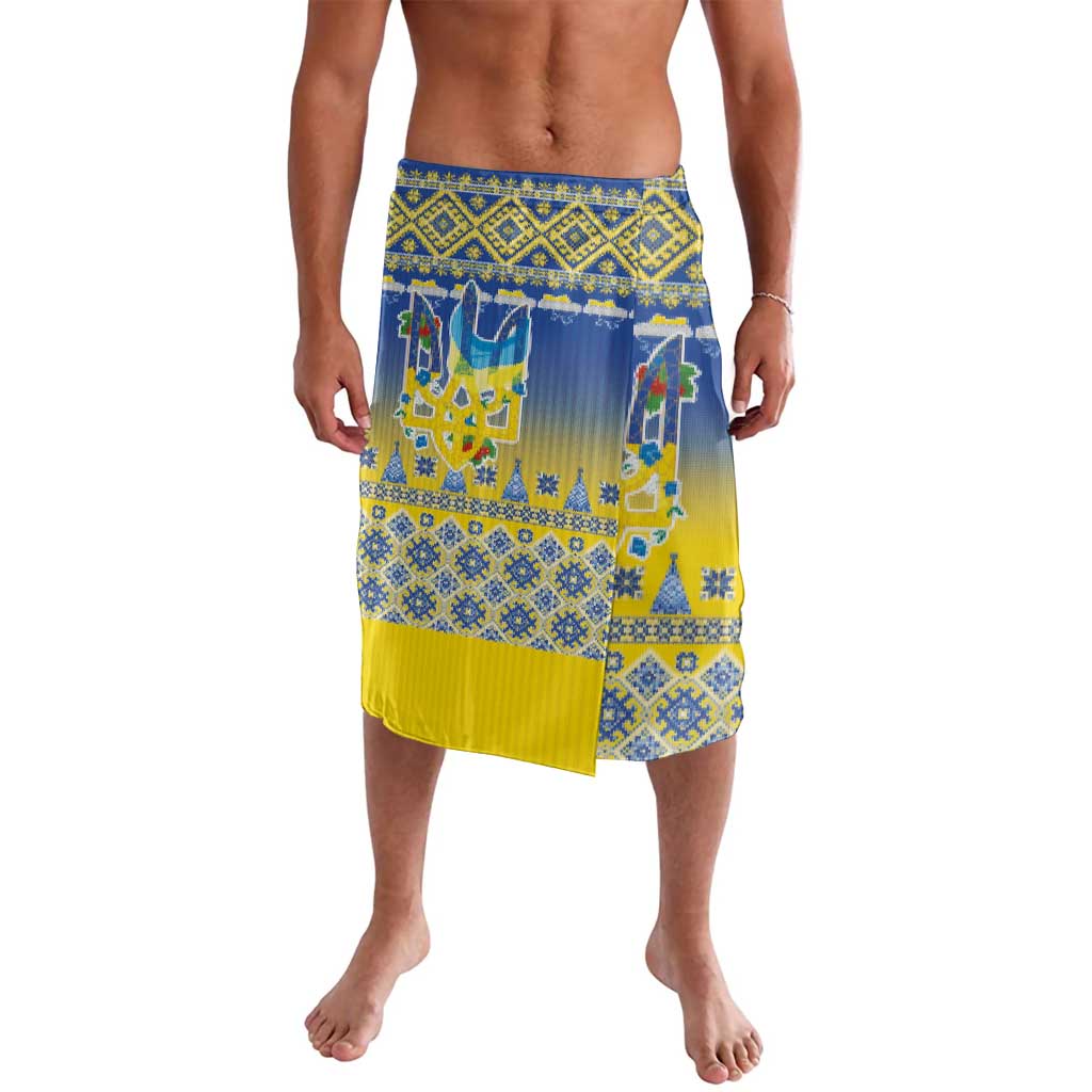 Ukraine Merry Christmas Lavalava Ukraine Emblem and Vyshyvanka Knitted Effect - Wonder Print Shop