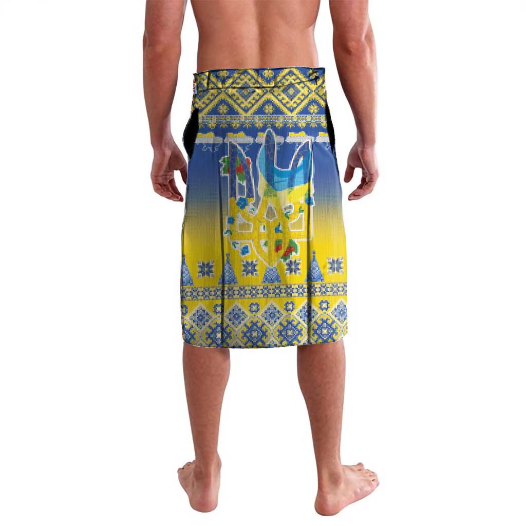 Ukraine Merry Christmas Lavalava Ukraine Emblem and Vyshyvanka Knitted Effect - Wonder Print Shop