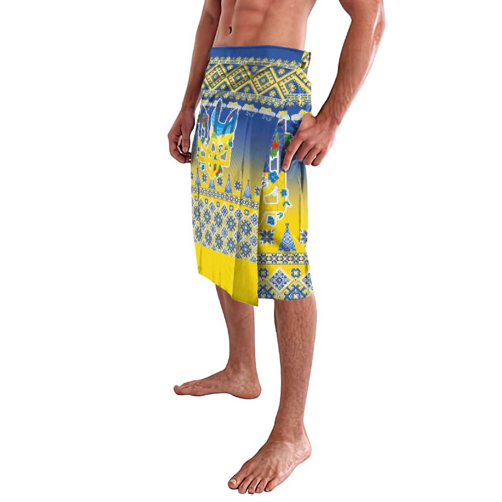 Ukraine Merry Christmas Lavalava Ukraine Emblem and Vyshyvanka Knitted Effect - Wonder Print Shop