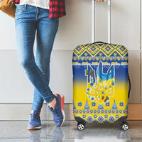 Ukraine Merry Christmas Luggage Cover Ukraine Emblem and Vyshyvanka Knitted Effect - Wonder Print Shop