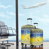 Ukraine Merry Christmas Luggage Cover Ukraine Emblem and Vyshyvanka Knitted Effect - Wonder Print Shop