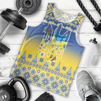 Ukraine Merry Christmas Men Tank Top Ukraine Emblem and Vyshyvanka Knitted Effect - Wonder Print Shop