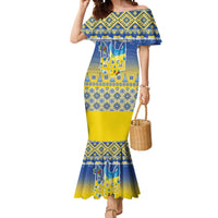 Ukraine Merry Christmas Mermaid Dress Ukraine Emblem and Vyshyvanka Knitted Effect - Wonder Print Shop