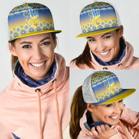 Ukraine Merry Christmas Mesh Trucker Cap Ukraine Emblem and Vyshyvanka Flag Color Style - Wonder Print Shop