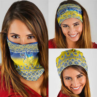 Ukraine Merry Christmas Neck Gaiter Ukraine Emblem and Vyshyvanka Knitted Effect - Wonder Print Shop
